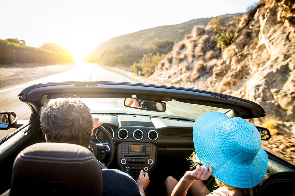 Couple on Convertible Car